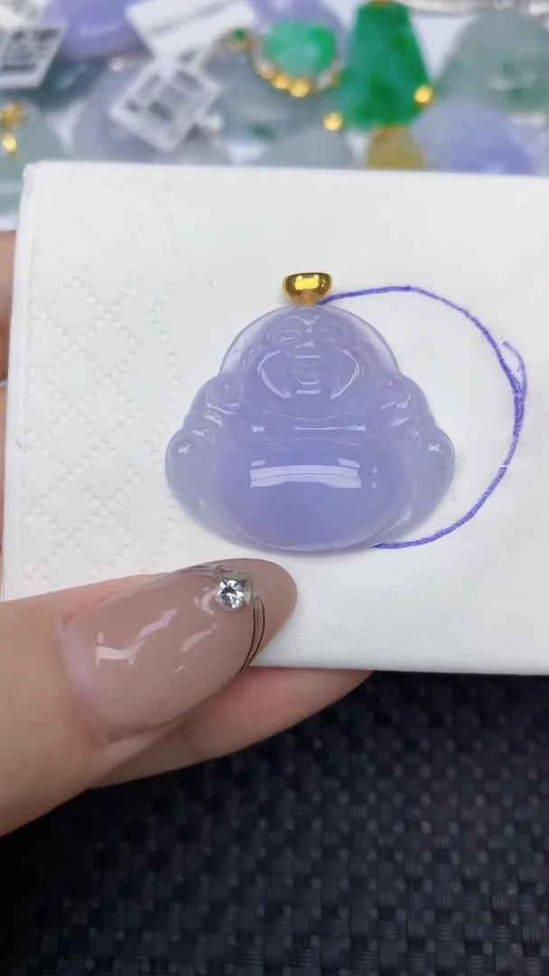 颈饰18K金镶嵌翡翠天然缅甸翡翠a货百元以上9元证书费自理