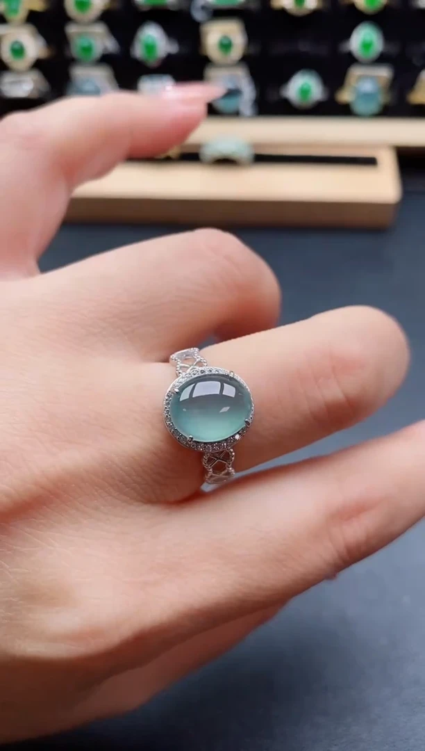 银S925镶嵌戒指翡翠1