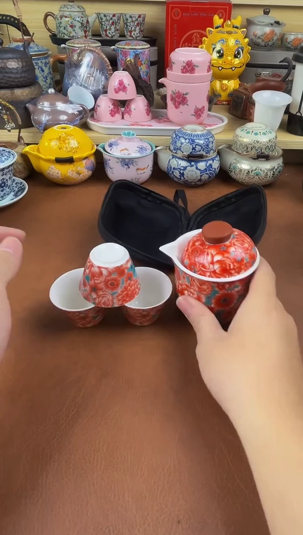 陶瓷茶具摆件旅行套组