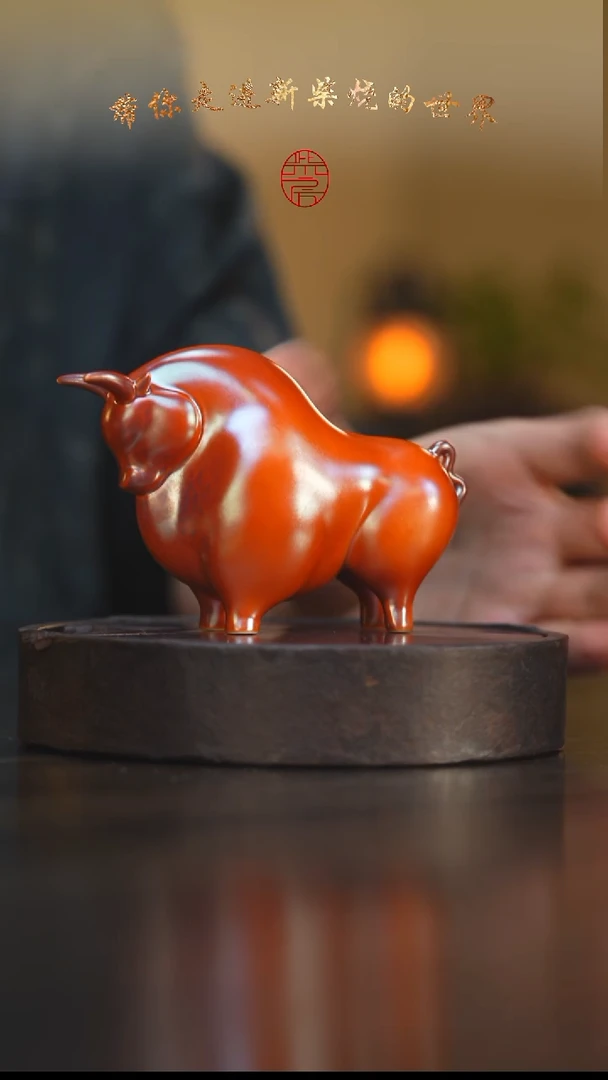 114柴房陶瓷柴烧小牛