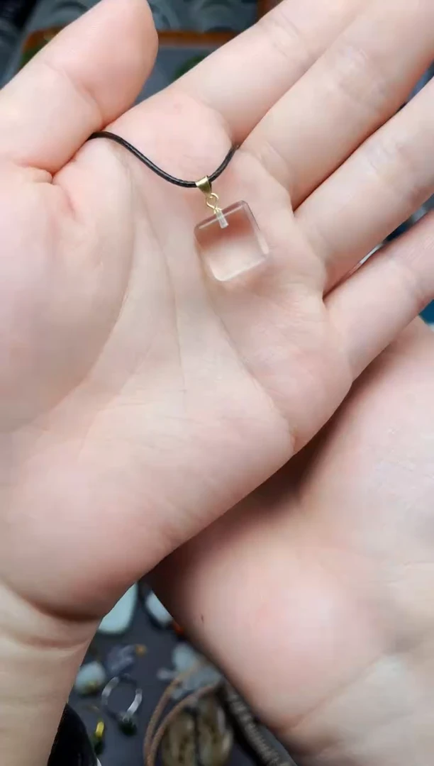 颈饰银S925镶嵌水晶方块06