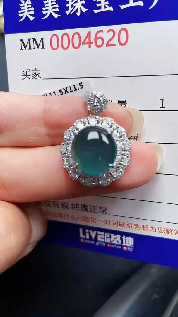 颈饰银S925镶嵌翡翠4620