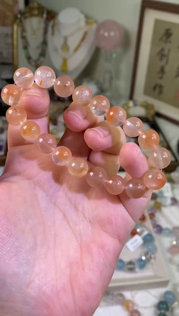 项链未镶嵌水晶橘粉兔毛