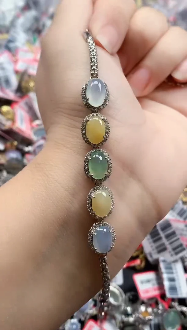 银S925镶嵌戒指翡翠天然A货缅甸翡翠