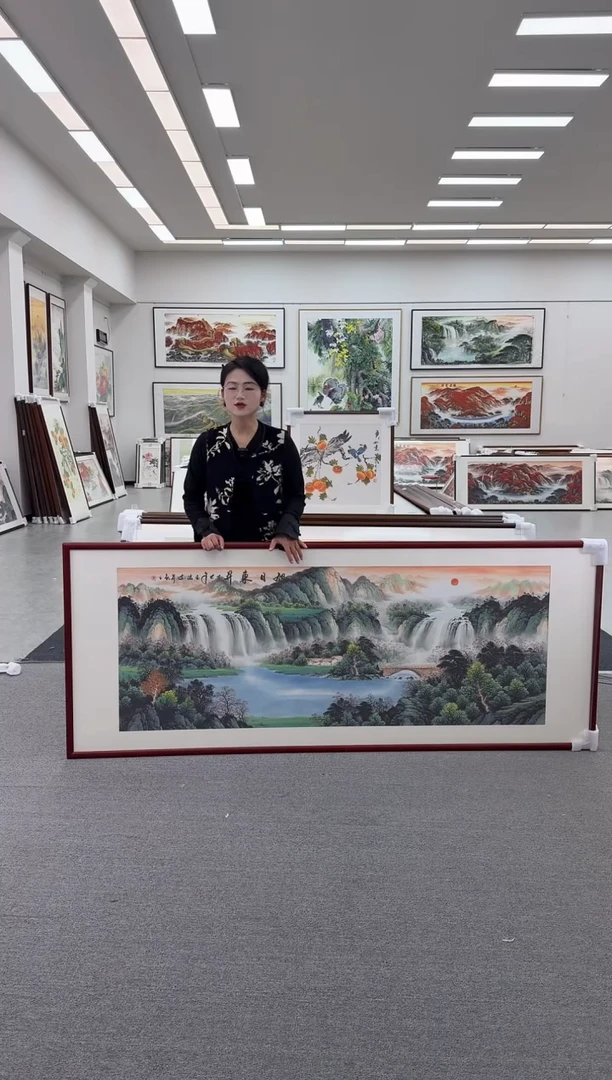 国画手绘219*88旭日东升