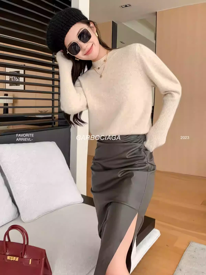 Garbociaga龍喜儿 浣熊绒 羊毛亮片混织软糯中高领针织毛衣女3062