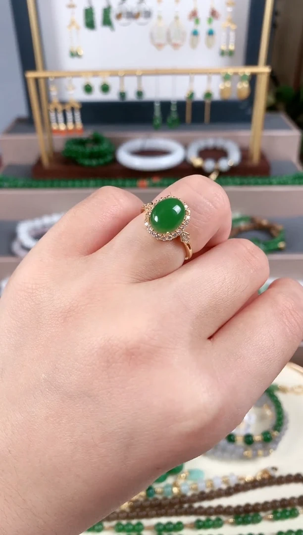 银S925镶嵌戒指和田玉1