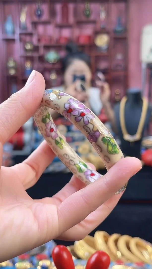 非遗 景泰蓝手镯 米色宽版60