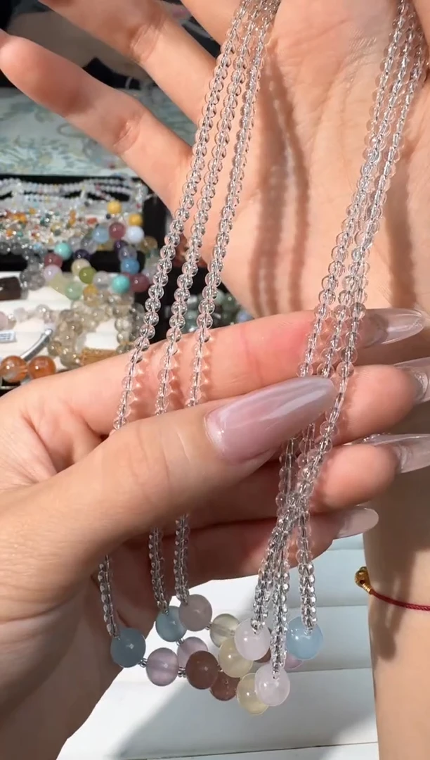 水晶手链未镶嵌G039白尖晶多宝项链