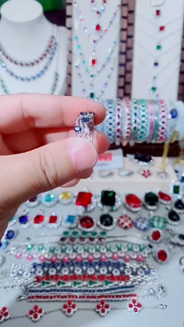 戒指蓝宝石未镶嵌蓝宝石波浪戒指