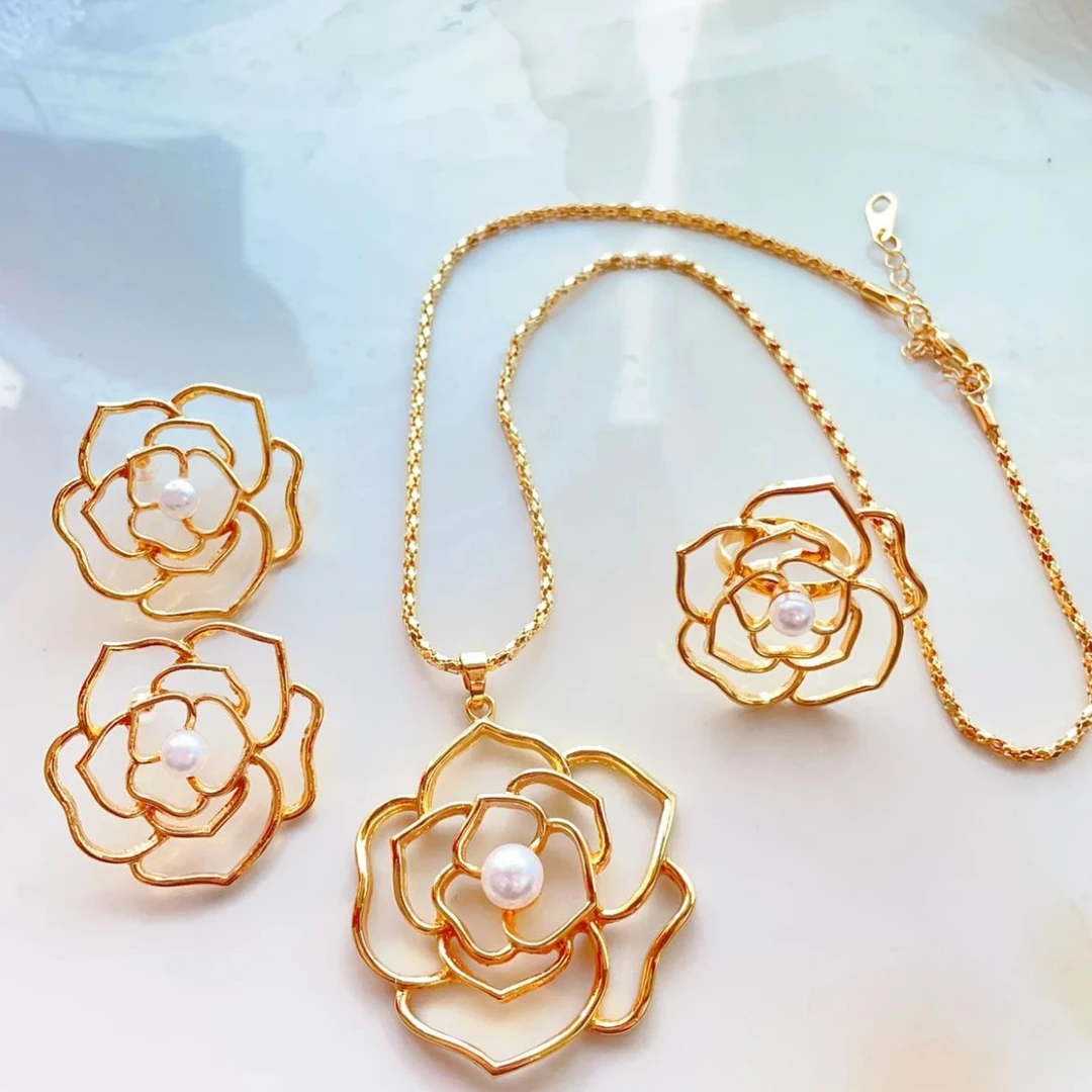 钛钢项链 钛钢TJ080钛钢首饰 项链戒指耳环三件套