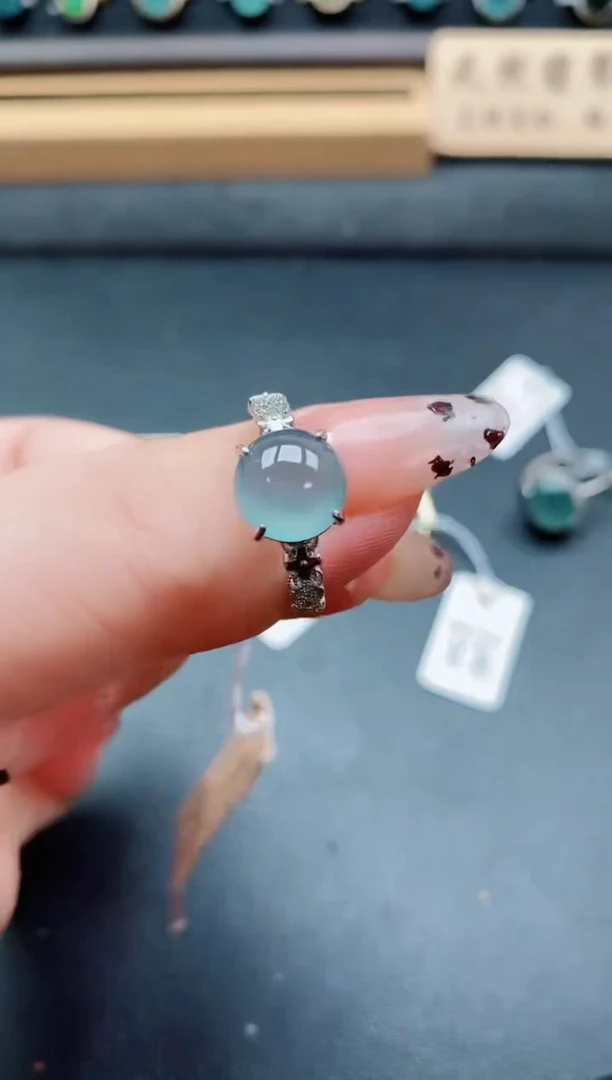 银S925镶嵌戒指翡翠1