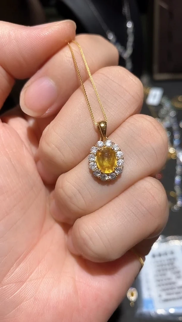 颈饰蓝宝石银S925镶嵌吊坠