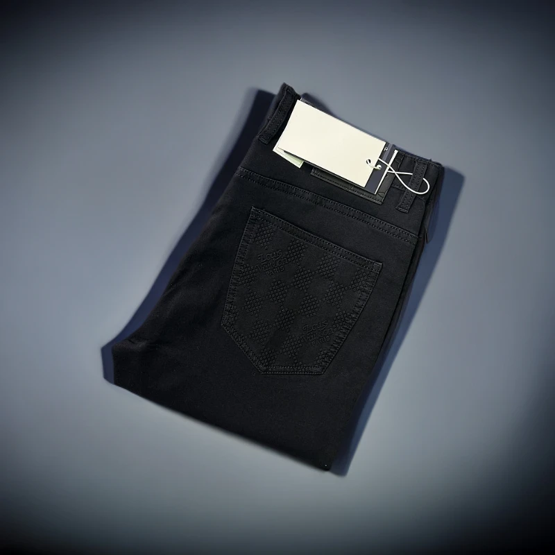 2025年男夏季新款韩版简约休闲弹力柔软时尚黑色牛仔裤