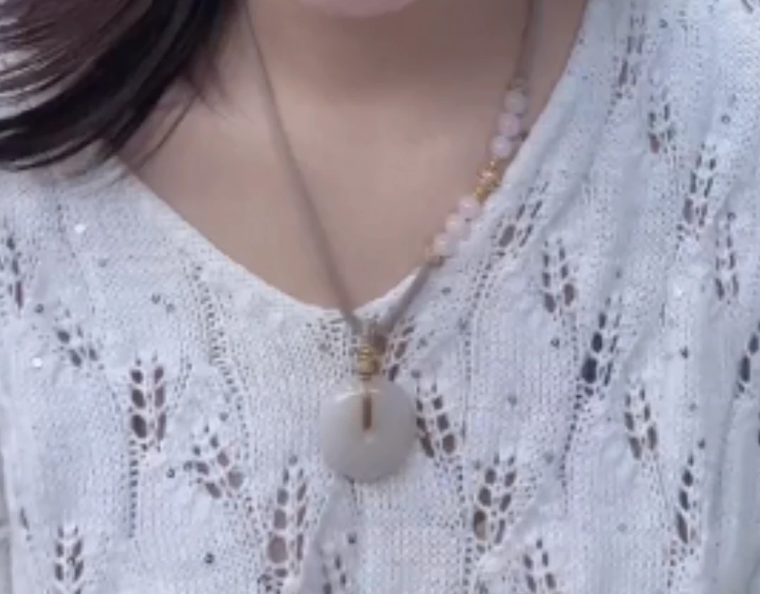 【老掌柜孤品】和田玉/藕粉平安扣吊坠/  ZS061210