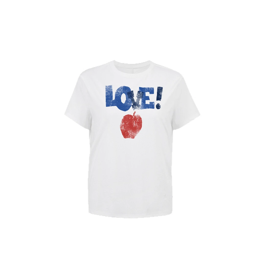 Goods Something 25SS LOVEAPPLE做旧效果印花短袖甜酷辣正肩上衣