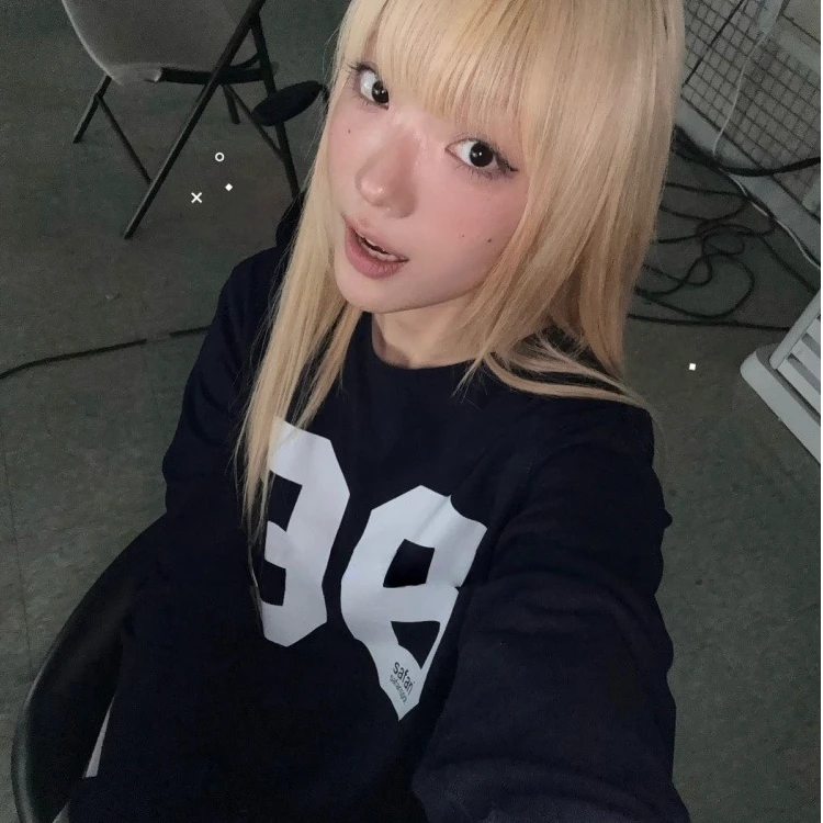 QYao Girls藏蓝色波点长袖t恤女2025新款韩系慵懒风宽松显瘦上衣