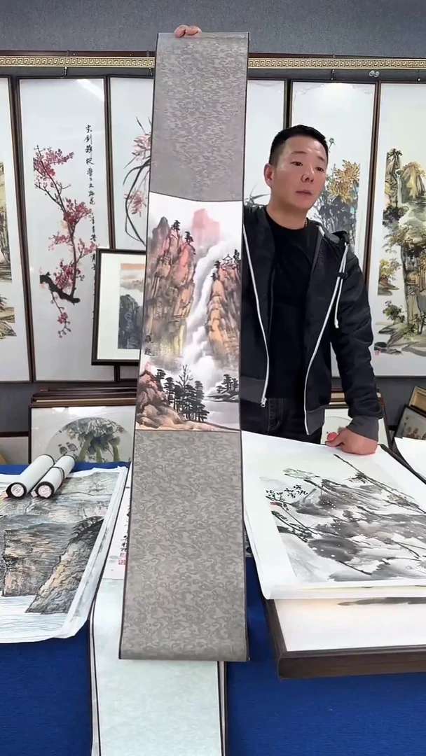 国画山水卷轴20*125