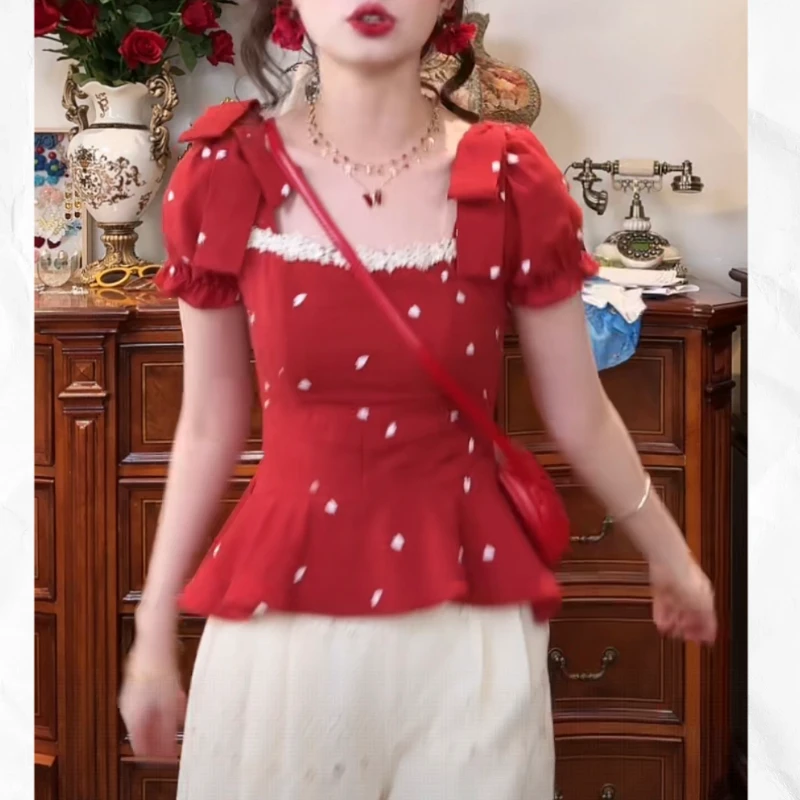 2025夏季新款衬衫女百搭上衣拼接蝴蝶结上衣