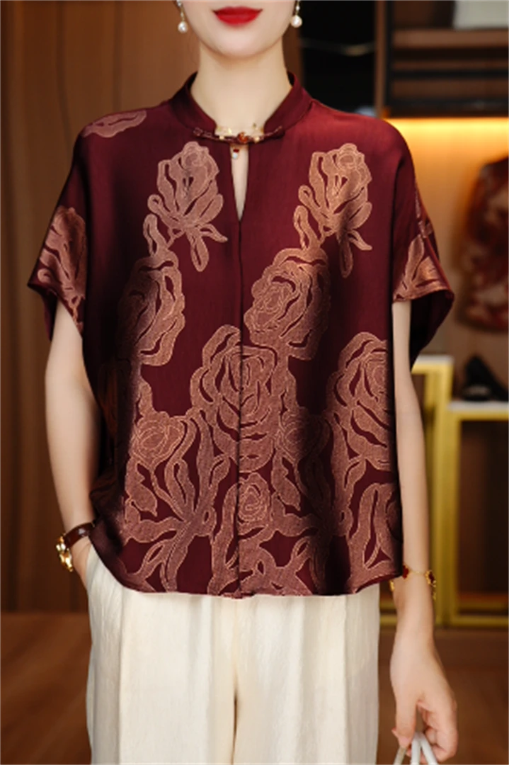 春夏衬衫女时尚显瘦优雅洋气气质休闲印花百搭衬衫V25P567