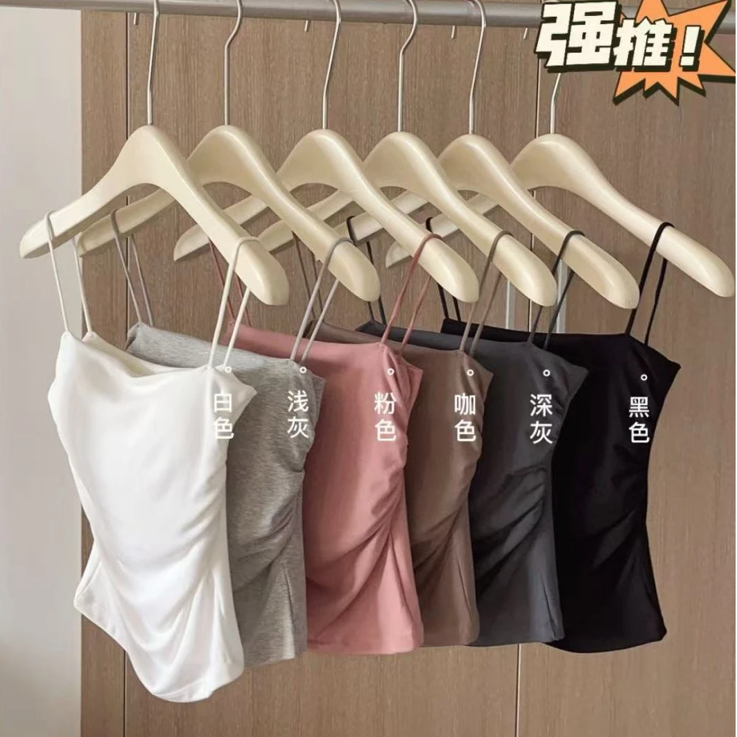 2025新款固定杯内搭吊带背心女夏季无袖外穿辣妹美式百搭抹胸上衣
