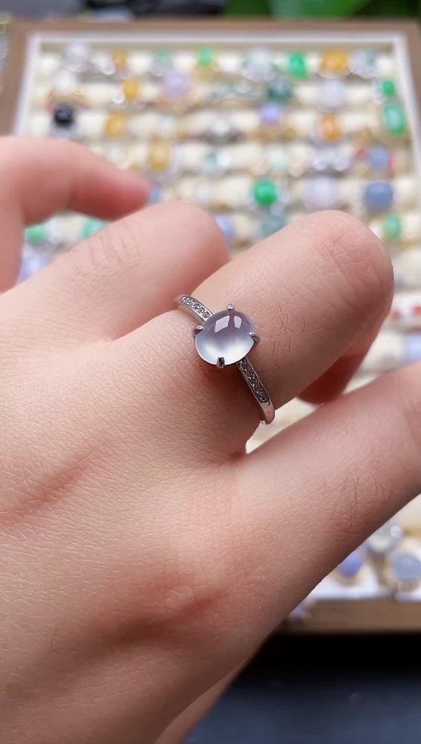 银S925镶嵌戒指翡翠7