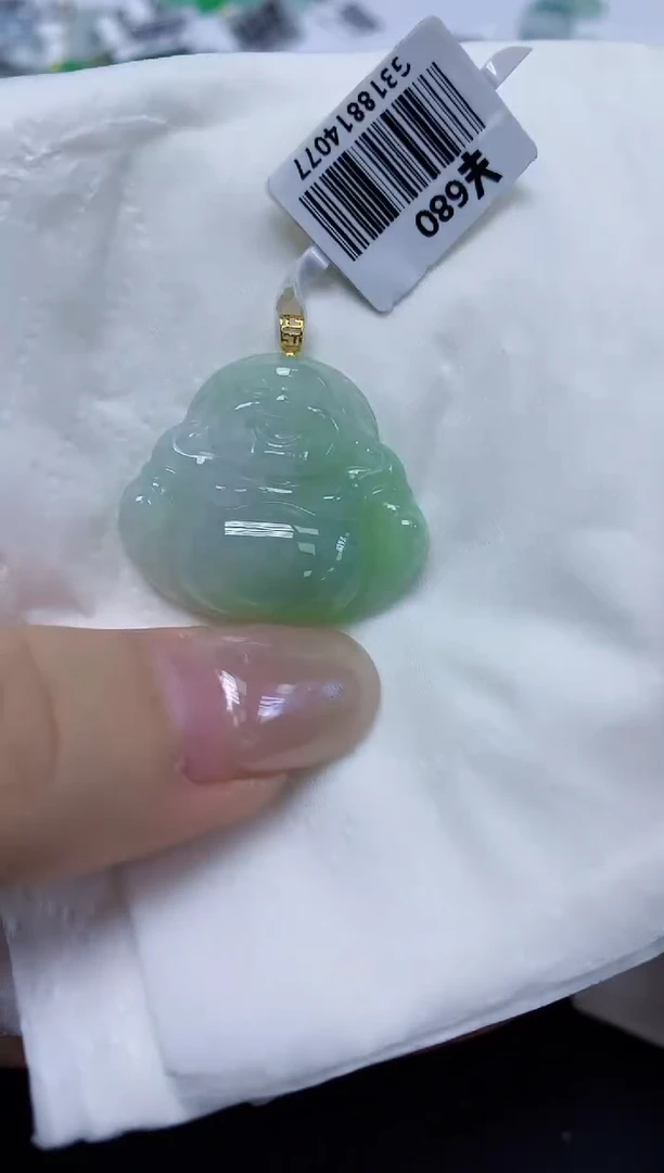 翡翠18K金镶嵌颈饰天然缅甸翡翠A货
