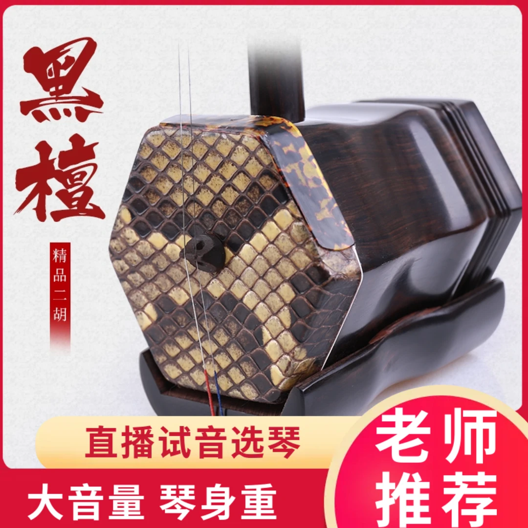 精品纯手工黑檀二胡乐器成人专业演奏考级琴大音量厂家直销
