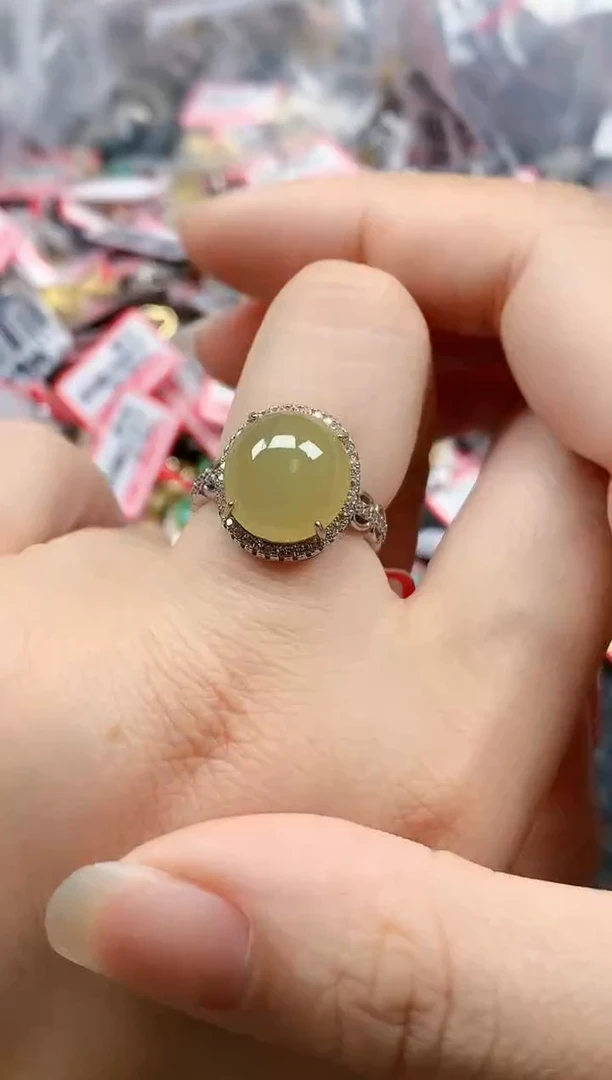 银S925镶嵌戒指翡翠天然A货缅甸翡翠