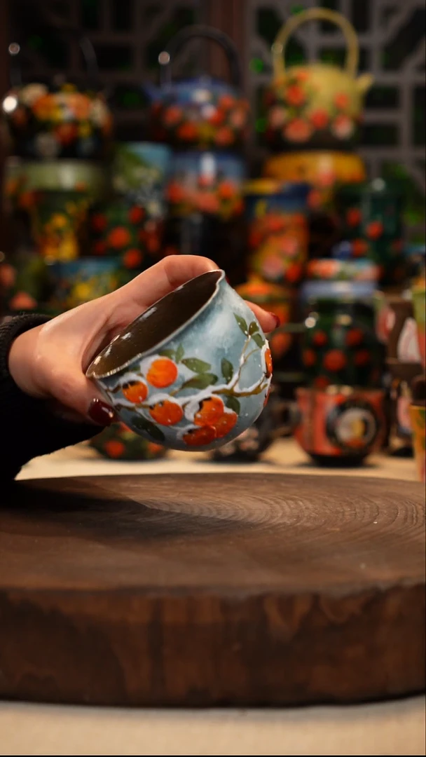 紫砂油画手绘釉下彩