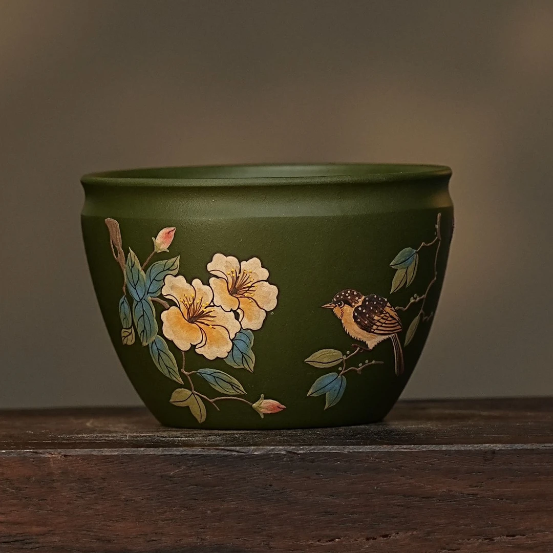 【5504喜上眉梢】宜兴原矿手工堆绘喜上眉梢家用主人杯