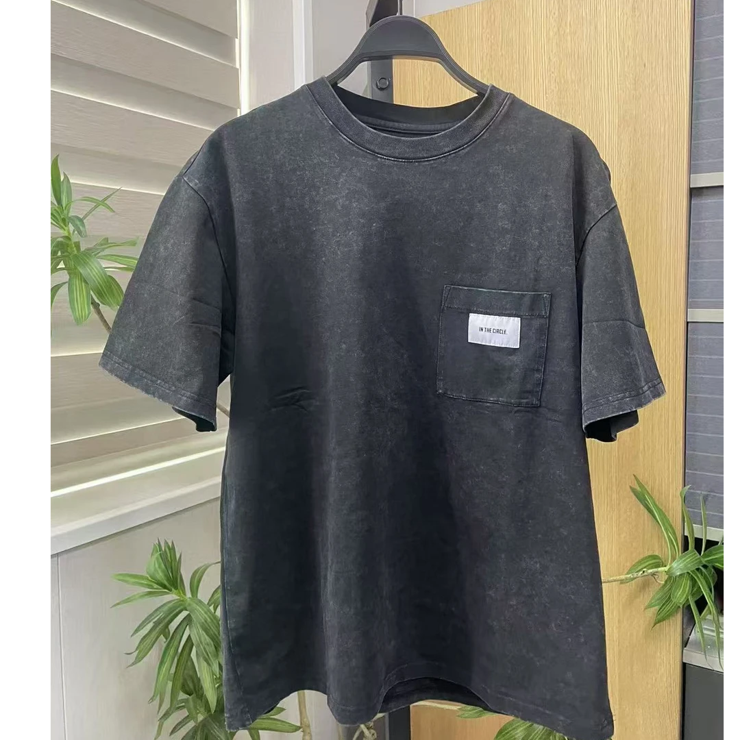 N家   男士纯棉高克重黑色短袖微阔  有牌