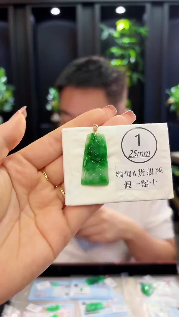 颈饰18K金镶嵌翡翠 缅料A货/支持复检/一件