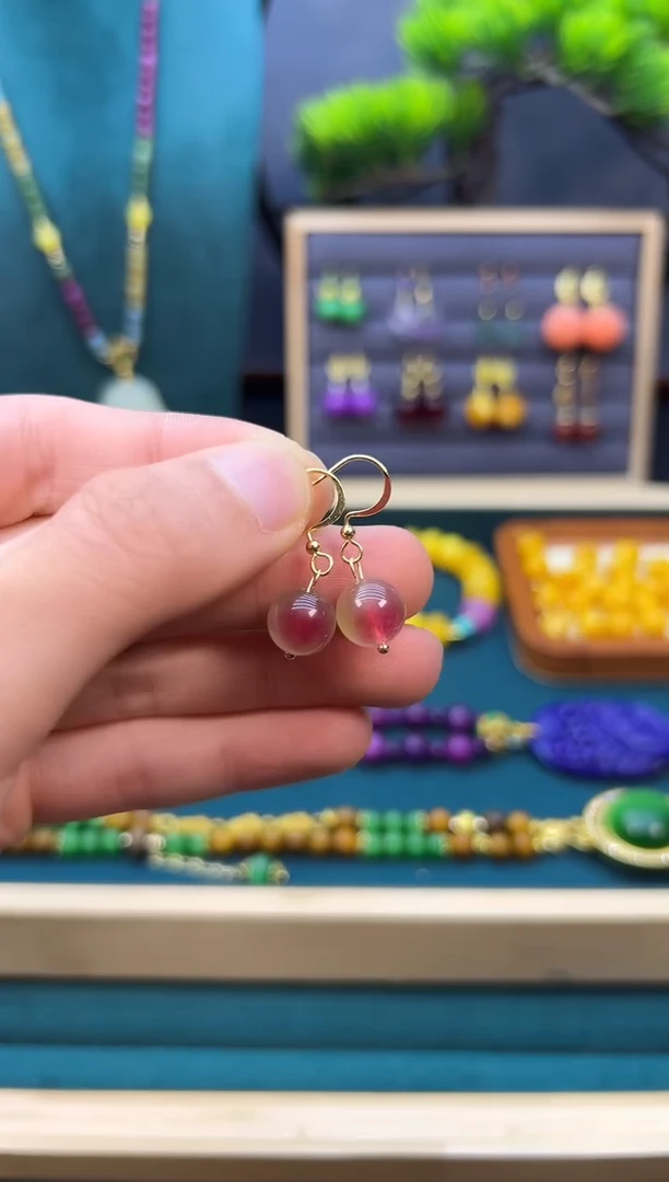 【闪购商品】碧玺耳饰14K金镶嵌E133