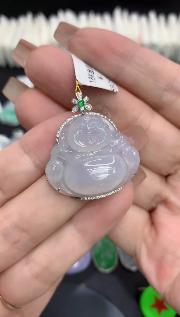 吊坠(不含链)18K金镶嵌翡翠111