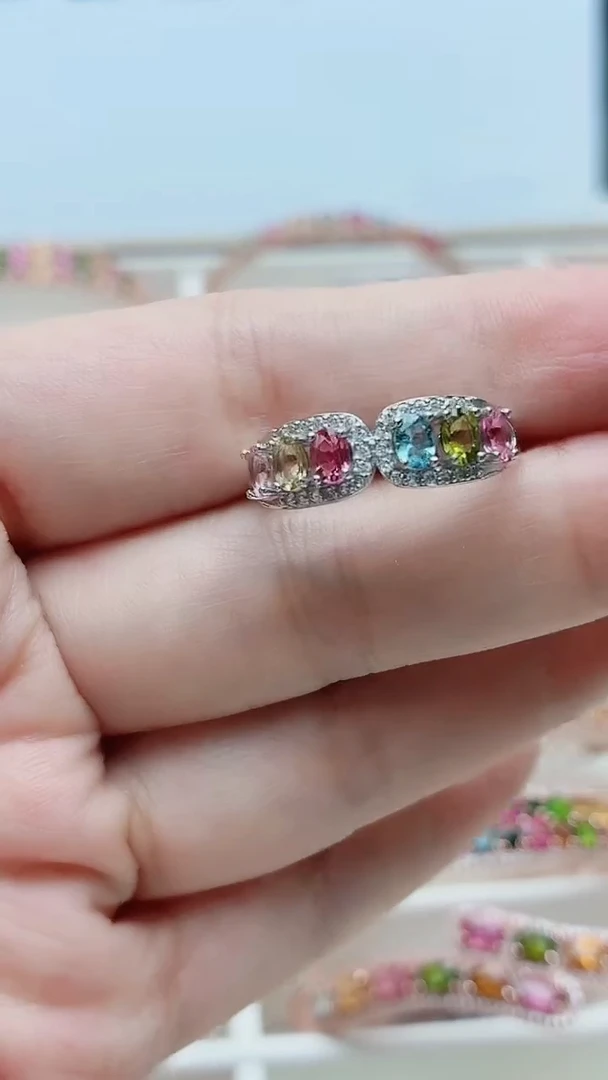 银S925镶嵌戒指碧玺395ZB1114产品一个（多样性）