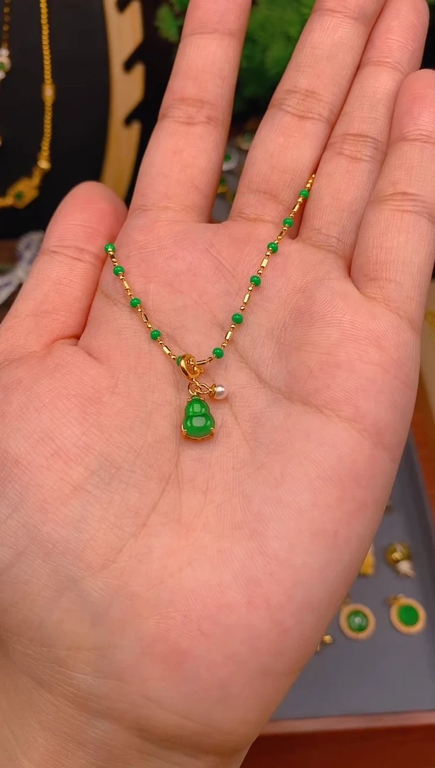 【闪购商品】翡翠吊坠(不含链)银S925镶嵌葫芦万能扣