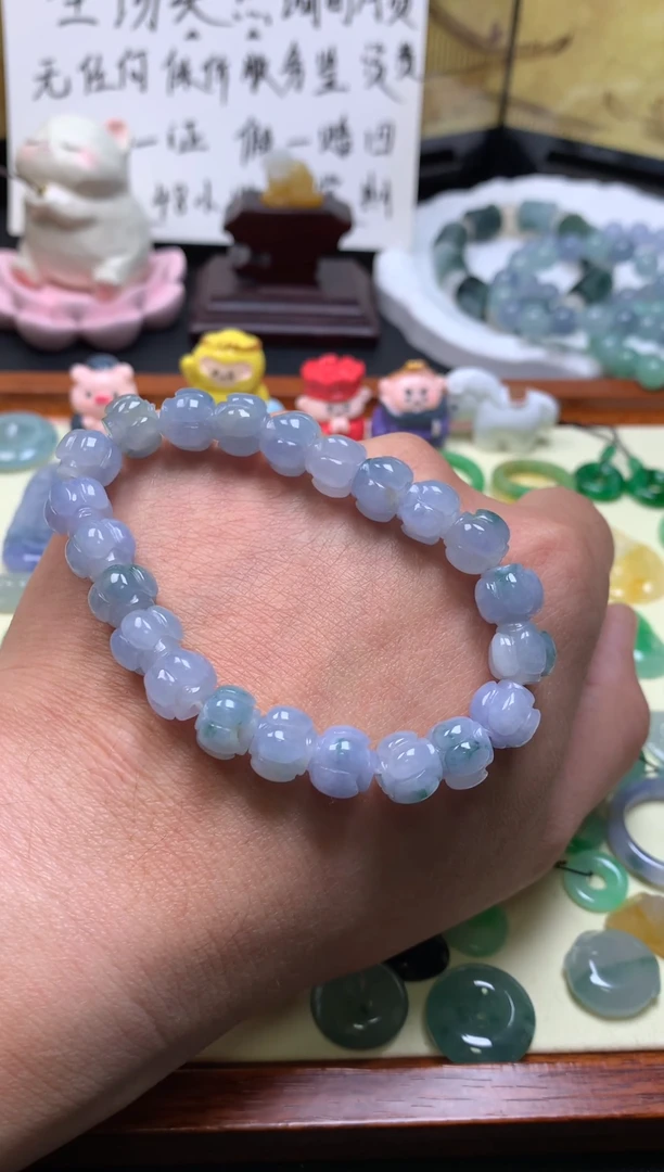 未镶嵌定制翡翠冰紫莲花珠