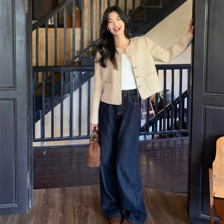 【鸿】A09孤品捡漏宽松阔腿牛仔裤显瘦垂感筒裤【默认微瑕介意慎拍】