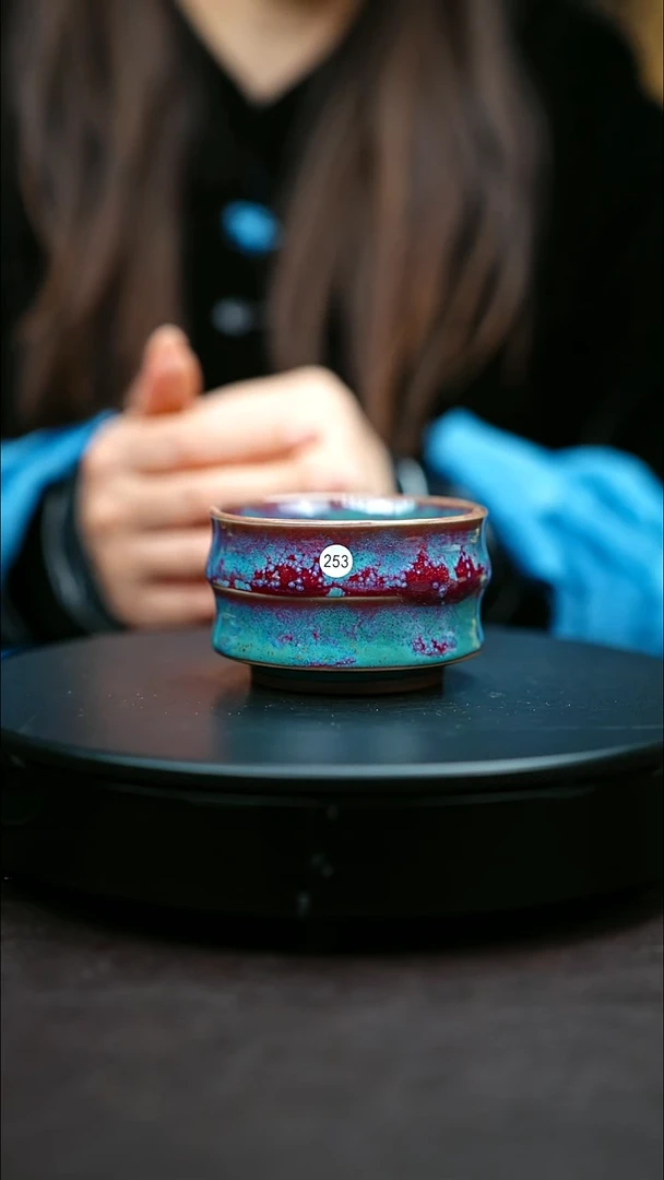 253#原矿钧瓷炉钧釉竹节马蹄杯