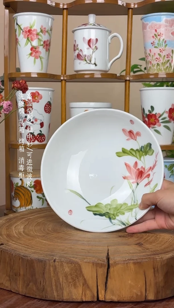 瓷片景德镇手绘釉中彩（食品级）圆深盘