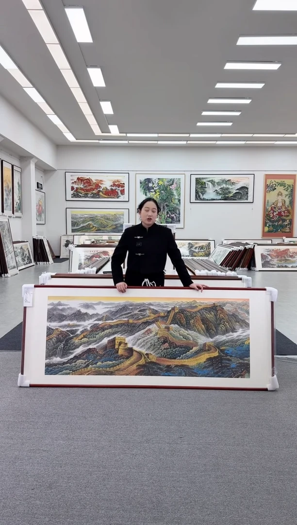 国画手绘  219*88   万里长城