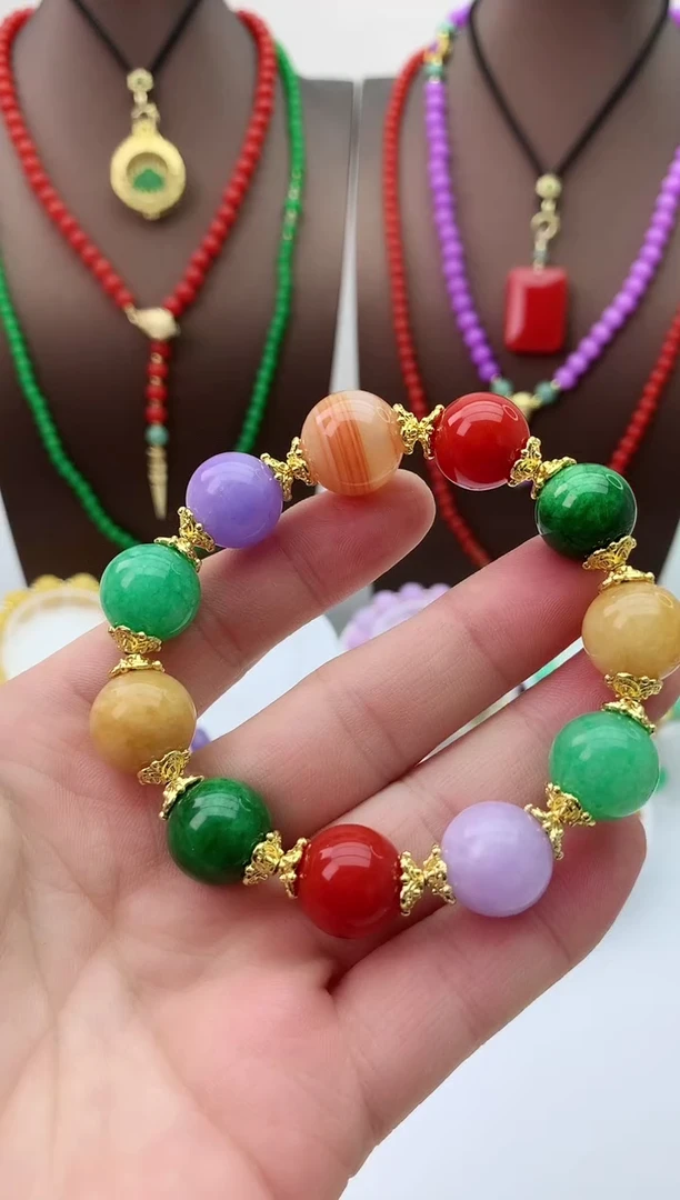 【闪购商品】翡翠手链14K金镶嵌S176手链