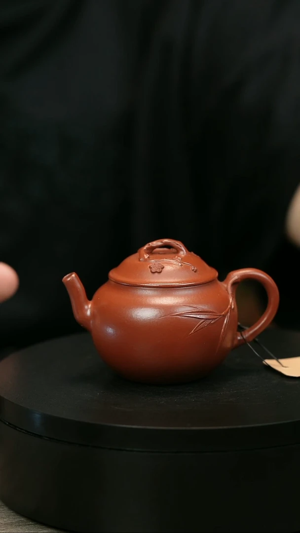 茶壶紫砂向**光H1966陈春芬梅花贴叶弯嘴翁圆