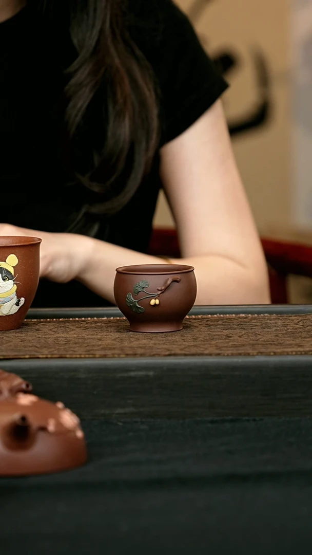 茶壶紫砂银杏主人杯 一物见春