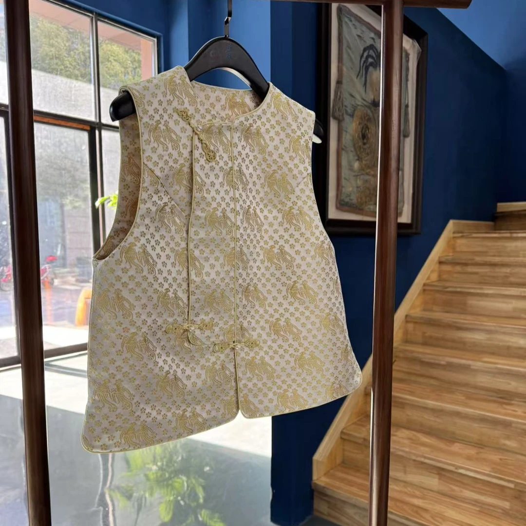 上海鉴界传统中国风马夹对凤非遗手工云锦新年新中式手作马甲