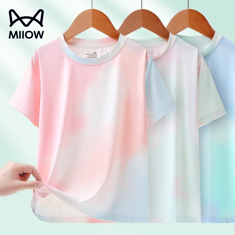 猫人儿童速干T恤夏季女童短袖冰丝打底衫女孩运动半袖训练上衣薄