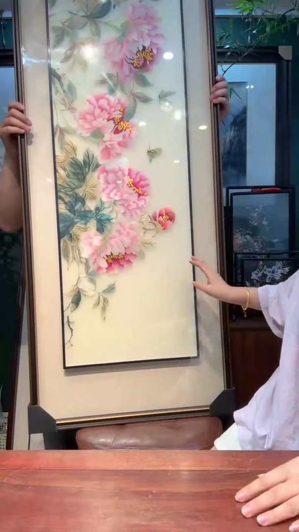 刺绣非遗苏绣手工刺绣牡丹横版