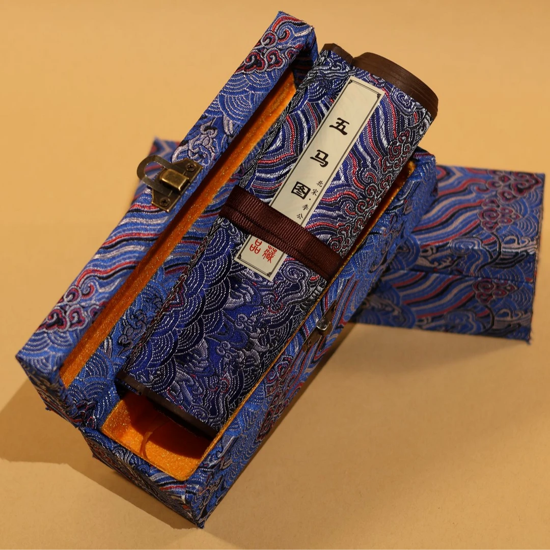 精品复刻丨李公麟丨五马图水墨字画正版复刻