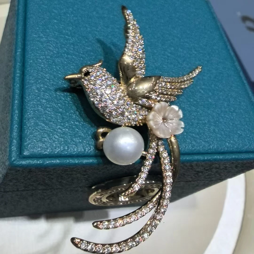 【夏清华】桃花坞喜上眉梢淡水珍珠胸针精致高雅胸花优雅时尚